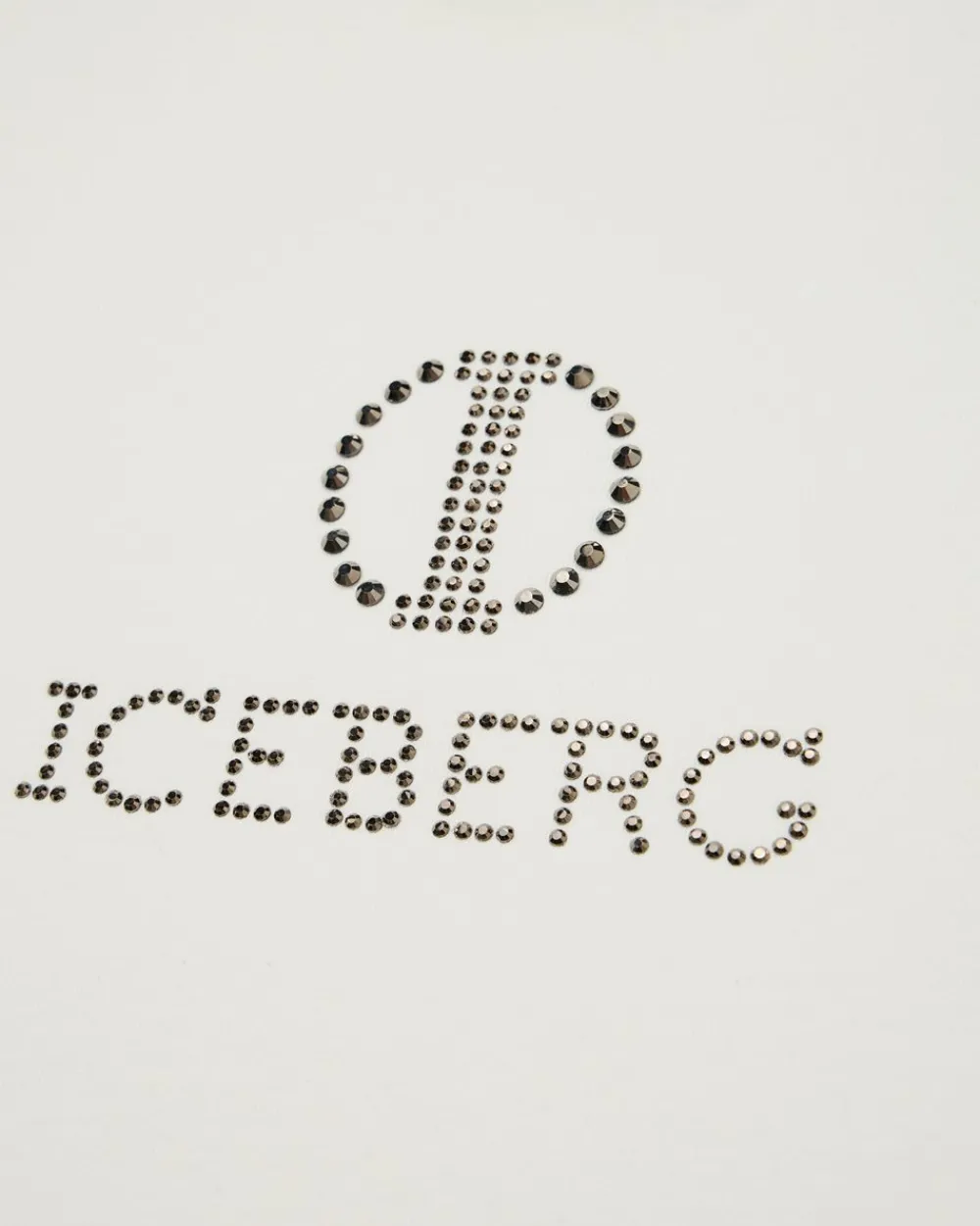 Kids Iceberg White Crop T-shirt With Studs And Logo