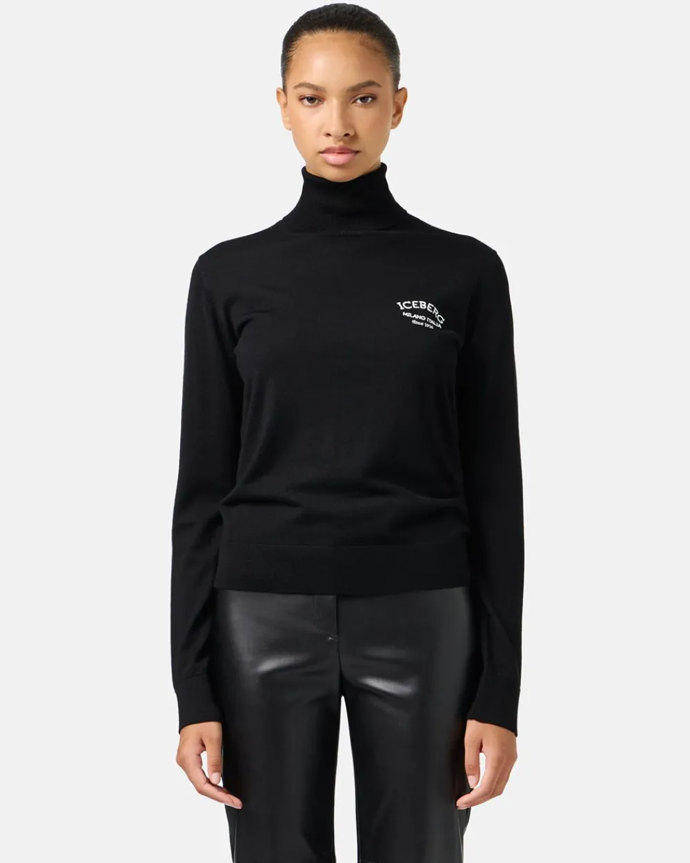 Women Iceberg Wool Mock-neck Sweater With Milano Logo