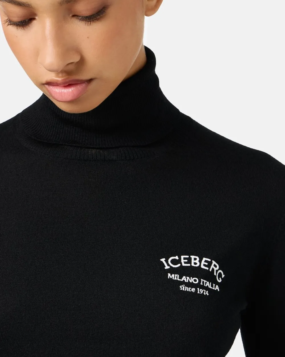 Women Iceberg Wool Mock-neck Sweater With Milano Logo