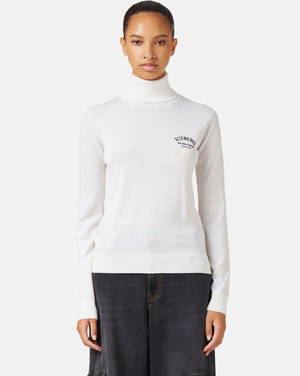Women Iceberg Wool Mock-neck Sweater With Milano Logo