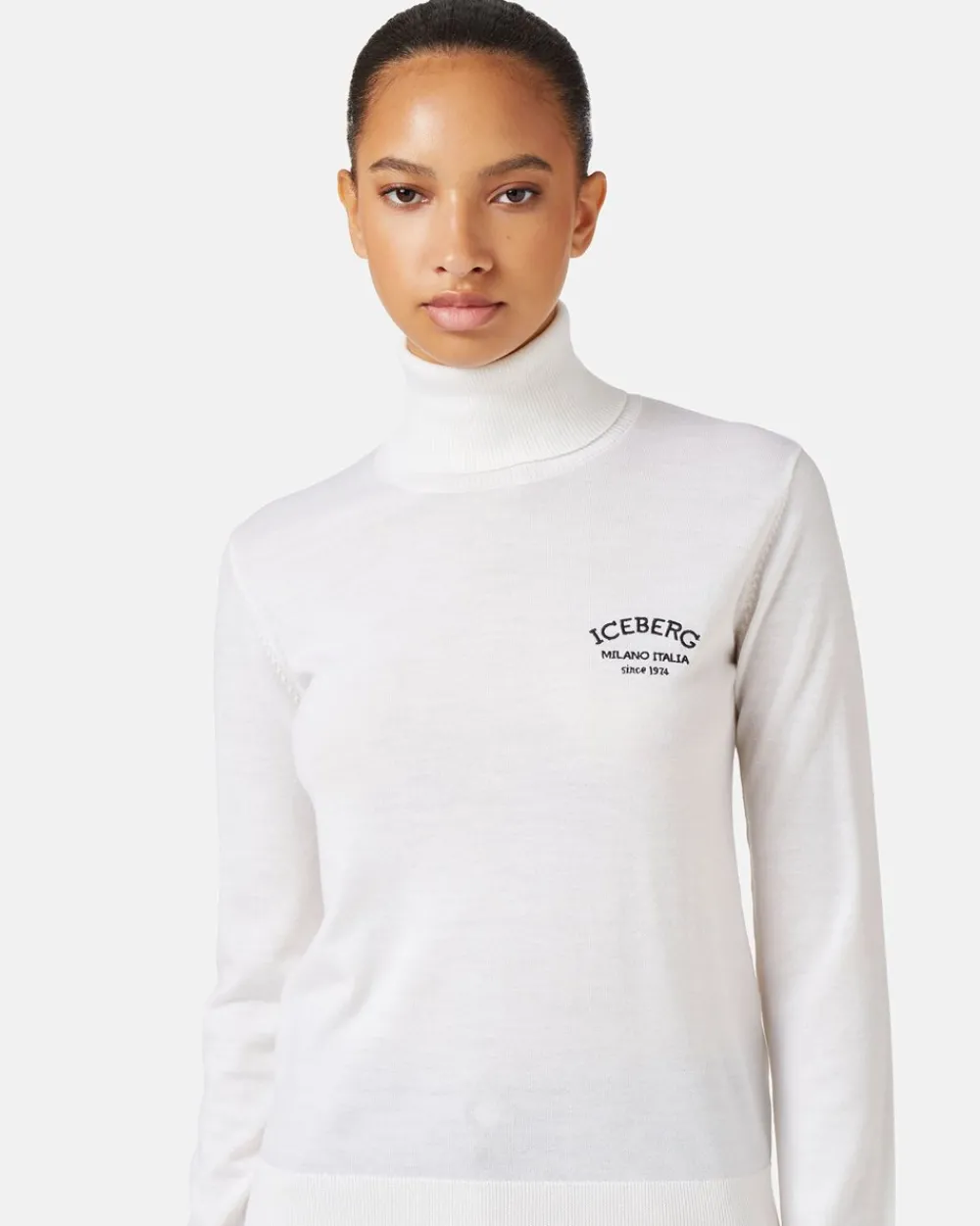 Women Iceberg Wool Mock-neck Sweater With Milano Logo