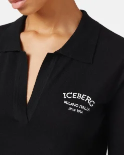 Women Iceberg Wool Polo Sweater With Embroidery