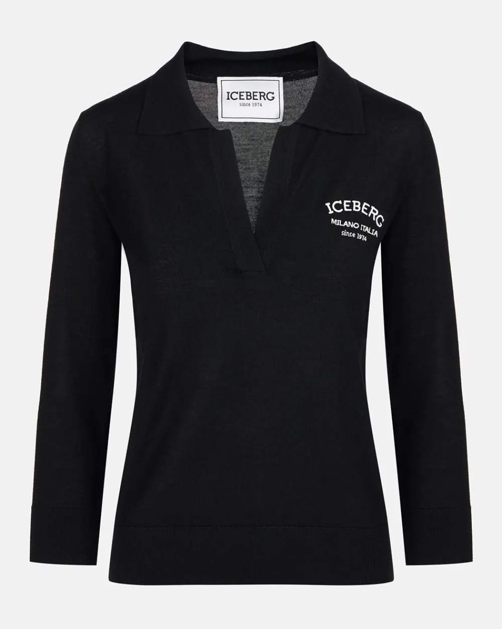 Women Iceberg Wool Polo Sweater With Embroidery