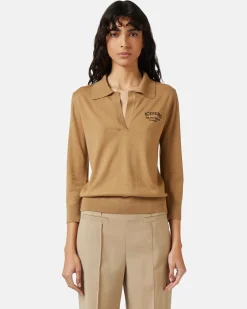 Women Iceberg Wool Polo Sweater With Embroidery